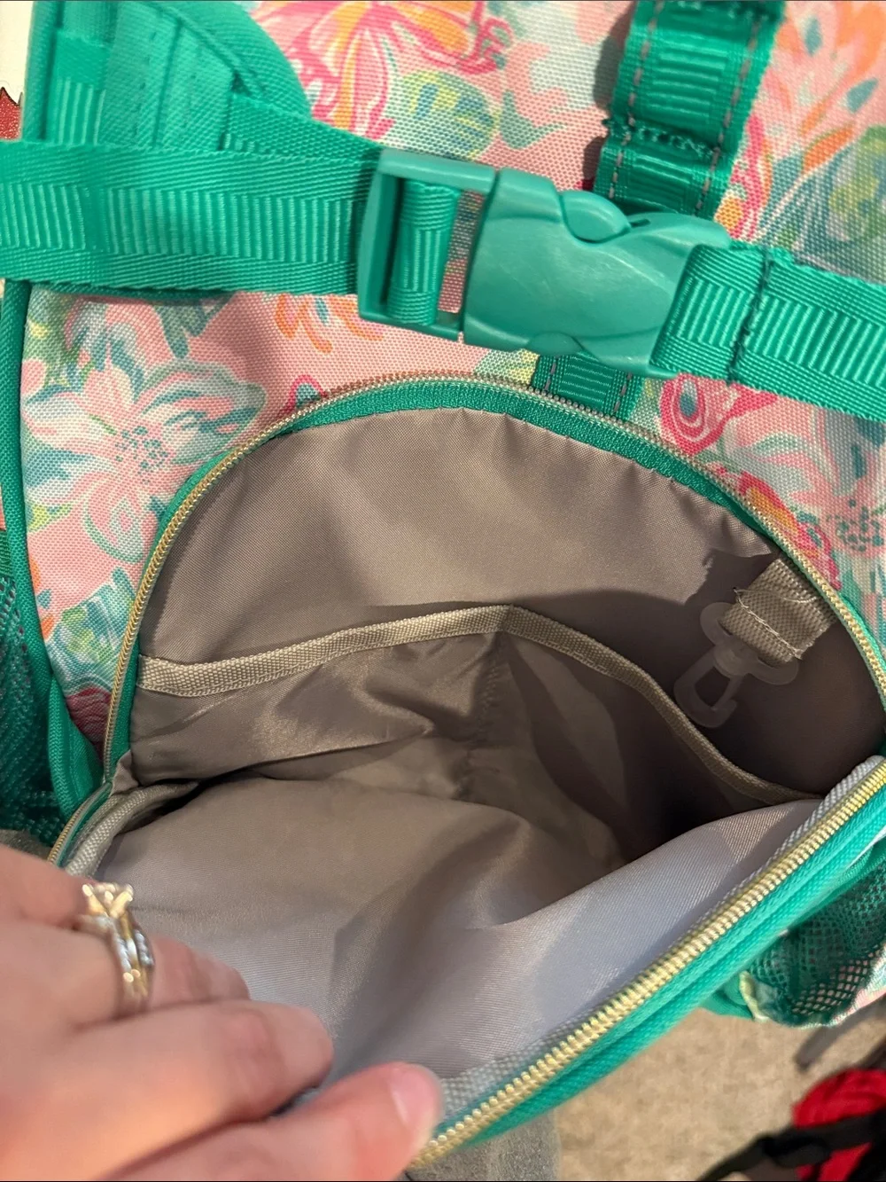 Lilly Pulitzer x Pottery Barn Butterfly Print Backpack Pink Teal Gold Zipper
